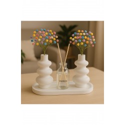 Dekoratif Vazo Obje 4l&uuml; Set Oda Kokusu Set -&Ccedil;ubuklu Oda Kokusu Seti (&Ccedil;i&ccedil;ek dahil değil)