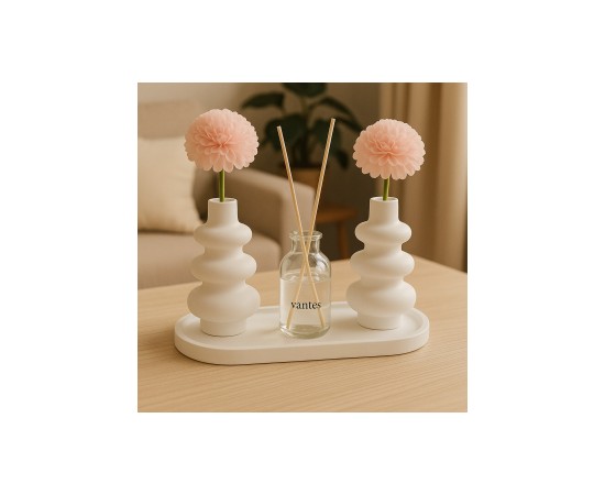 Dekoratif Vazo Obje 4l&uuml; Set Oda Kokusu Set -&Ccedil;ubuklu Oda Kokusu Seti (&Ccedil;i&ccedil;ek dahil değil)