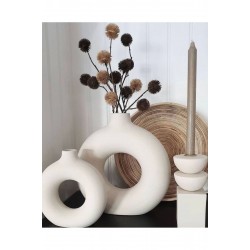 Bohem Halka Vazo Set (BÜYÜK 17X18CM, KÜÇÜK 14X15CM) Dekoratif, Hediyelik Ham Beyaz