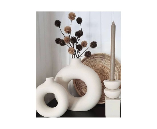 Bohem Halka Vazo Set (BÜYÜK 17X18CM, KÜÇÜK 14X15CM) Dekoratif, Hediyelik Ham Beyaz Bohem Halka Vazo Set (BÜYÜK 17X18CM, KÜÇÜK 14X15CM) Dekoratif, Hediyelik Ham Beyaz