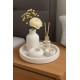 Dekoratif 5li Set Mum Çizgili Vazo Tealight mumluk ve Oda Kokusu Seti Dekoratif 5li Set Mum Çizgili Vazo Tealight mumluk ve Oda Kokusu Seti