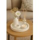 Dekoratif 5li Set Mum Çizgili Vazo Tealight mumluk ve Oda Kokusu Seti Dekoratif 5li Set Mum Çizgili Vazo Tealight mumluk ve Oda Kokusu Seti