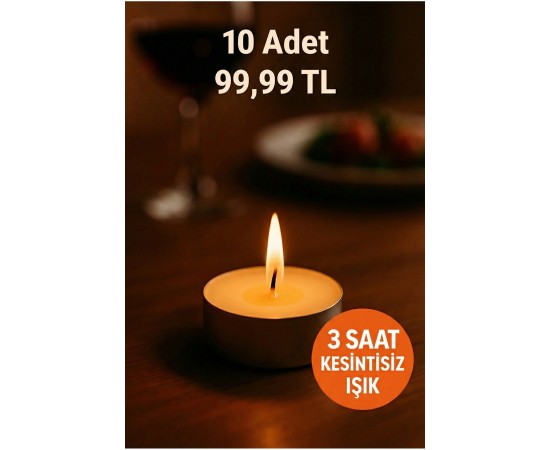 Ev ve Parti Dekorasyonu İ&ccedil;in Tealight Mum &ndash; Loş Işıkta Romantik Ambiyans, 3 Saat Yanma S&uuml;resi