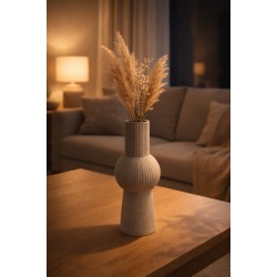 Beton Dekoratif Vazo Çizgili (Ribbed) iskandinav Dekor Gri Modern Minimal Pampas Vazosu Beton Dekoratif Vazo Çizgili (Ribbed) iskandinav Dekor Gri Modern Minimal Pampas Vazosu