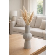 Beton Dekoratif Vazo Çizgili (Ribbed) iskandinav Dekor Gri Modern Minimal Pampas Vazosu Beton Dekoratif Vazo Çizgili (Ribbed) iskandinav Dekor Gri Modern Minimal Pampas Vazosu