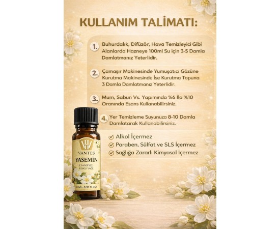 Yasemin Esansiyel Uçucu Koku Yağı Buhurdanlık Yağı Difüzör Esansı Hobi Esans Ortam Oda Kokusu 10ml Yasemin Esansiyel Uçucu Koku Yağı Buhurdanlık Yağı Difüzör Esansı Hobi Esans Ortam Oda Kokusu 10ml